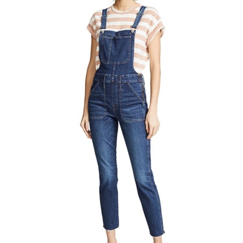 Madewell skinny overalls raw hem